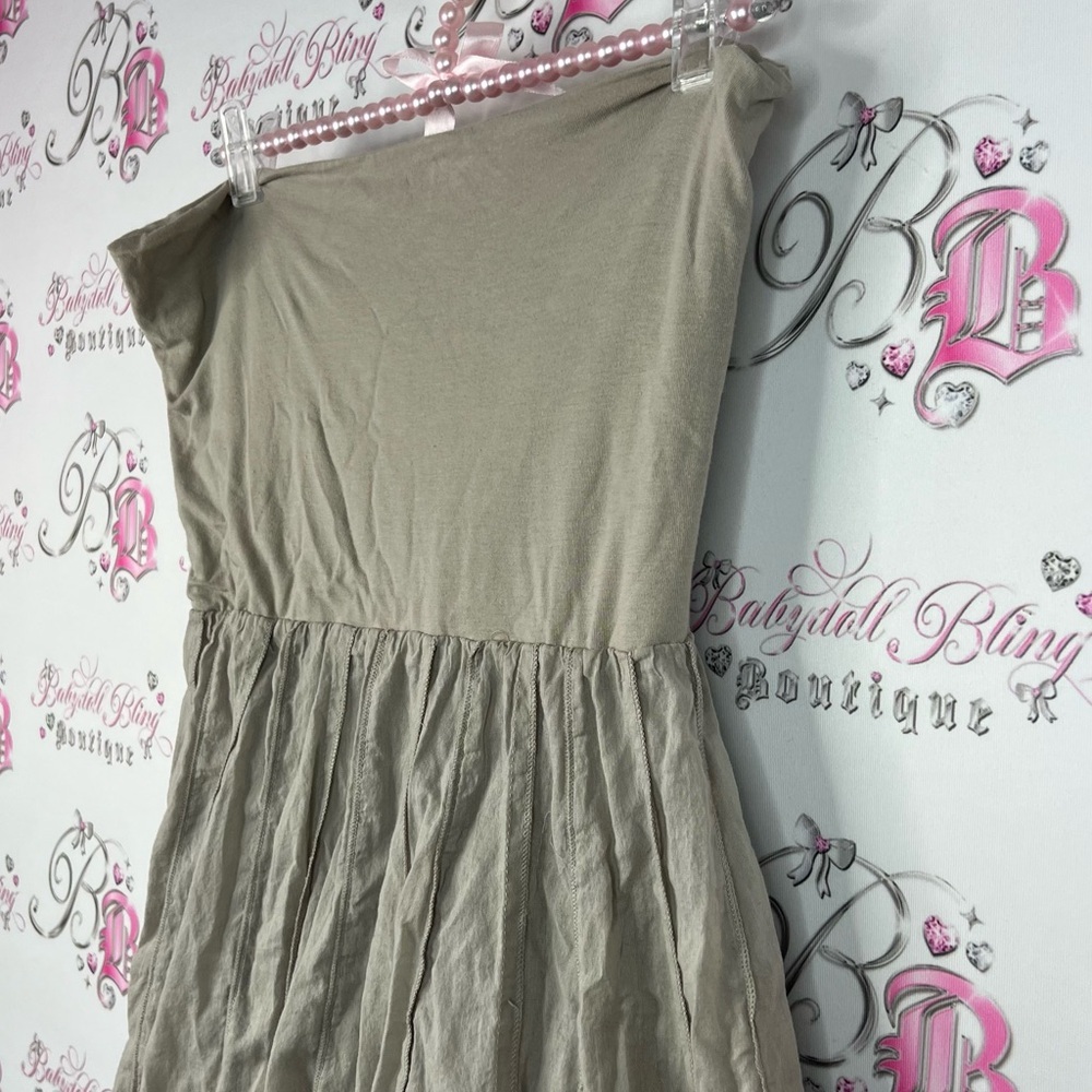 Lapis dress or skirt fold over strapless boho flowy crinkle Textured Fabric - Picture 3 of 7